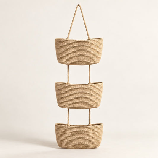 Woven Three-Tier Hanging Basket — product view